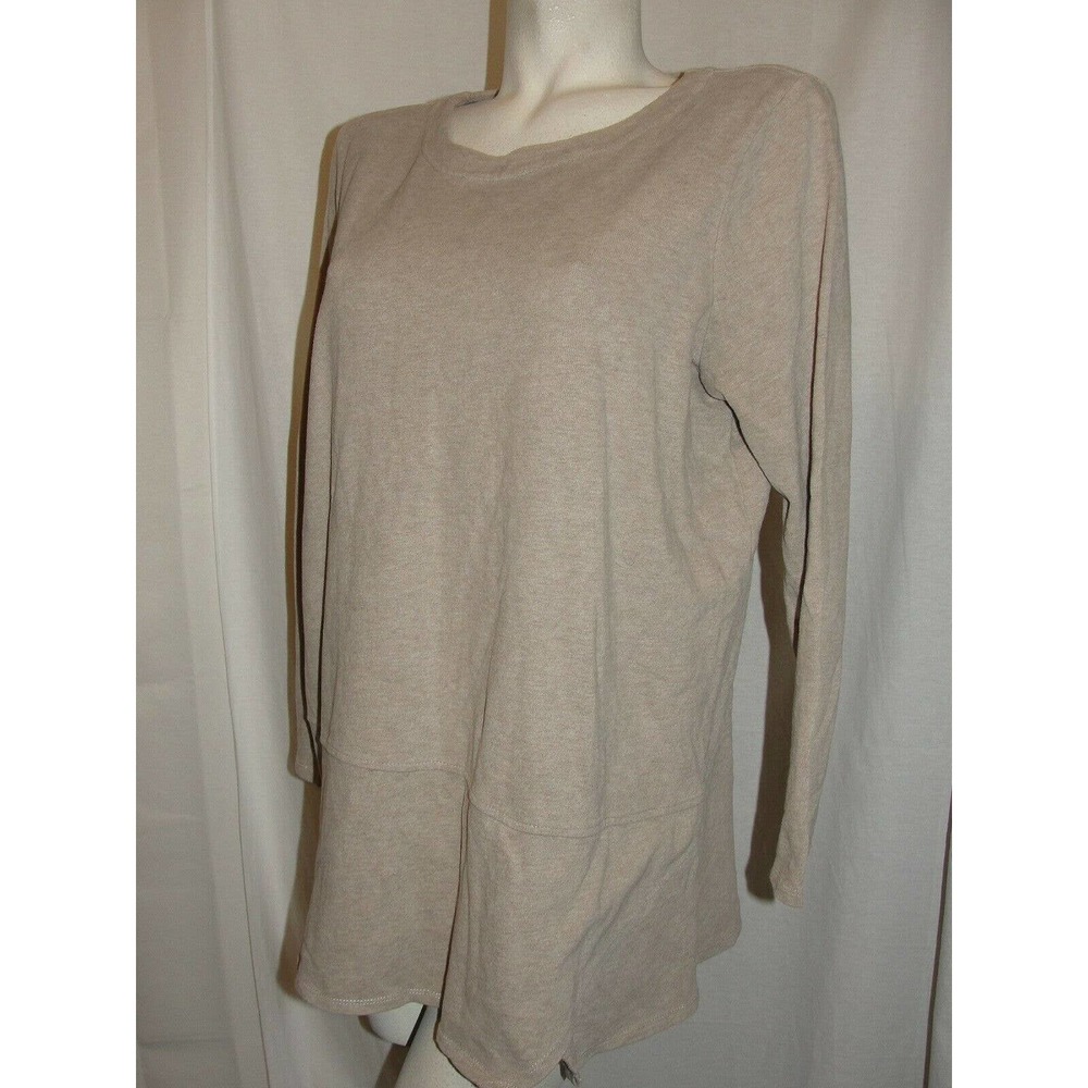 Beige Brown Soft Touch heavy Cotton LS Tunic Top